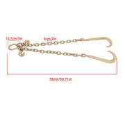 DURAFORCE 3/8In × 2FT 7100Lbs V-Bridle Tow Chain G80 With 15In J-Hooks 3/8In Grapple Hooks