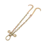 DURAFORCE 3/8In × 2FT 7100Lbs V-Bridle Tow Chain G80 With 15In J-Hooks 3/8In Grapple Hooks