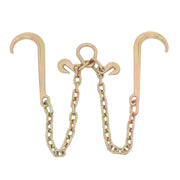 DURAFORCE 3/8In × 2FT 7100Lbs V-Bridle Tow Chain G80 With 15In J-Hooks 3/8In Grapple Hooks