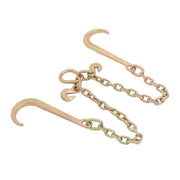 DURAFORCE 3/8In × 2FT 7100Lbs V-Bridle Tow Chain G80 With 15In J-Hooks 3/8In Grapple Hooks