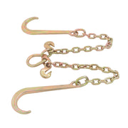 DURAFORCE 3/8In × 2FT 7100Lbs V-Bridle Tow Chain G80 With 15In J-Hooks 3/8In Grapple Hooks