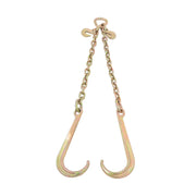 DURAFORCE 3/8In × 2FT 7100Lbs V-Bridle Tow Chain G80 With 15In J-Hooks 3/8In Grapple Hooks