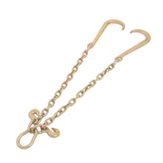 DURAFORCE 3/8In × 2FT 7100Lbs V-Bridle Tow Chain G80 With 15In J-Hooks 3/8In Grapple Hooks