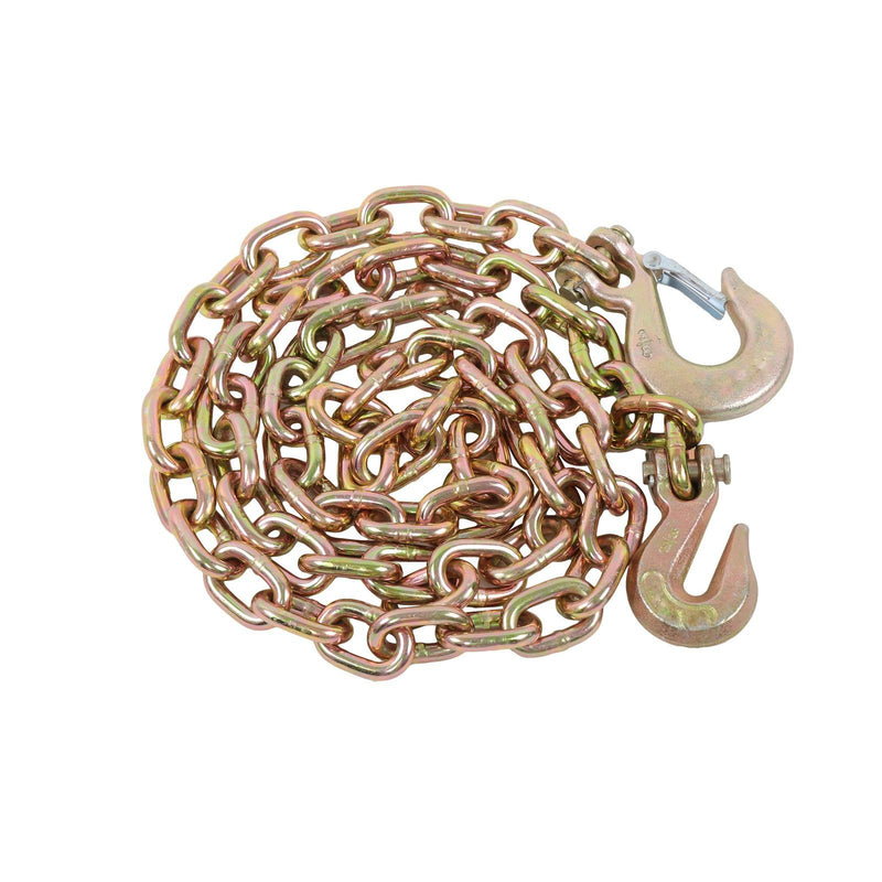 DURAFORCE 3/8In×8FT 6600Lb G70 Transport Chains Binder Chain Tow Chain W/ Grab Sling Hooks