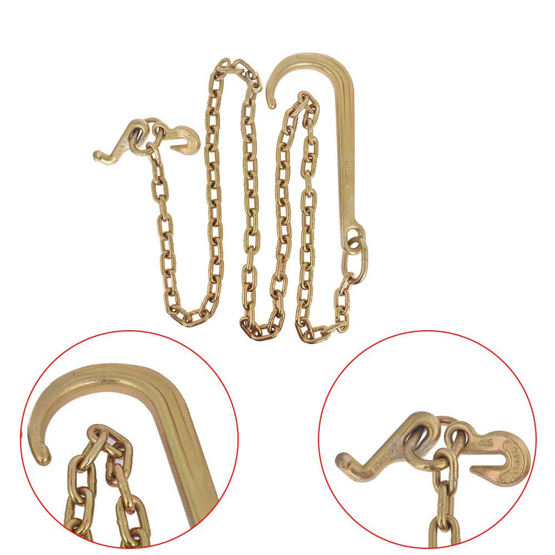 DURAFORCE 5/16 × 8 FT Grade 70 J Hook Mini R Hook Recovery Wrecker Tow Chain 15"