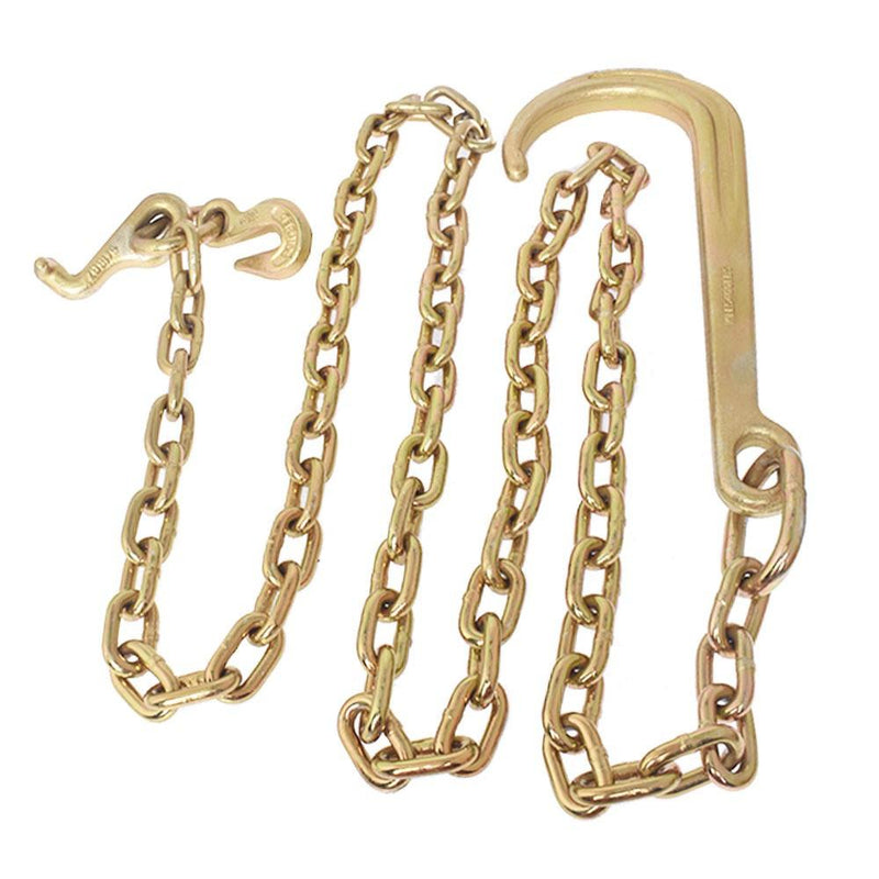 DURAFORCE 5/16 × 8 FT Grade 70 J Hook Mini R Hook Recovery Wrecker Tow Chain 15"