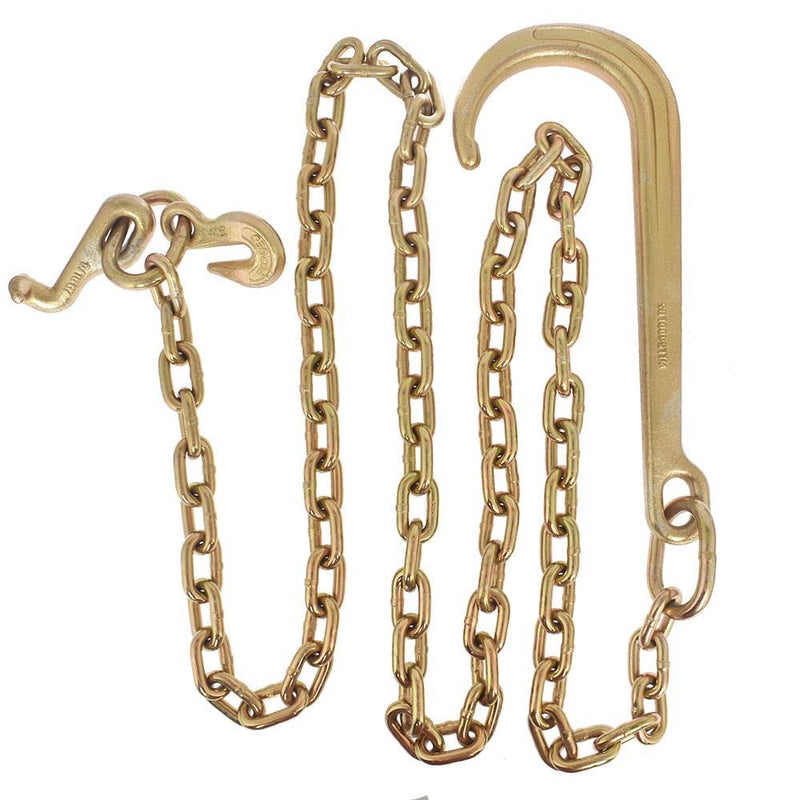 DURAFORCE 5/16 × 8 FT Grade 70 J Hook Mini R Hook Recovery Wrecker Tow Chain 15"