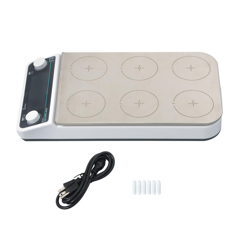 DURAFORCE 50 to 1200RPM 6 Position Magnetic Stirrer Multi-Position Magnetic Mixer Stirrer