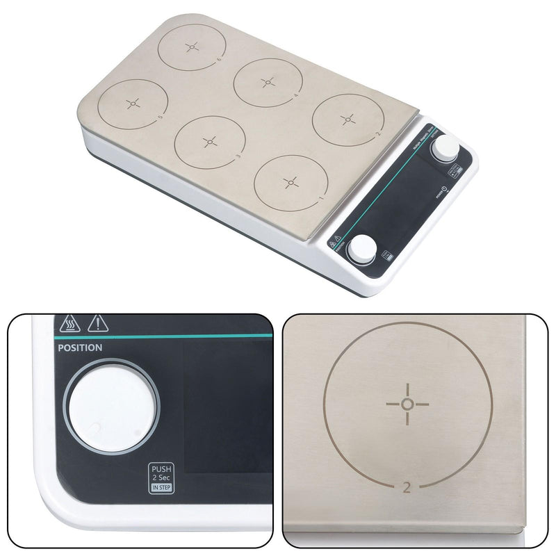 DURAFORCE 50 to 1200RPM 6 Position Magnetic Stirrer Multi-Position Magnetic Mixer Stirrer