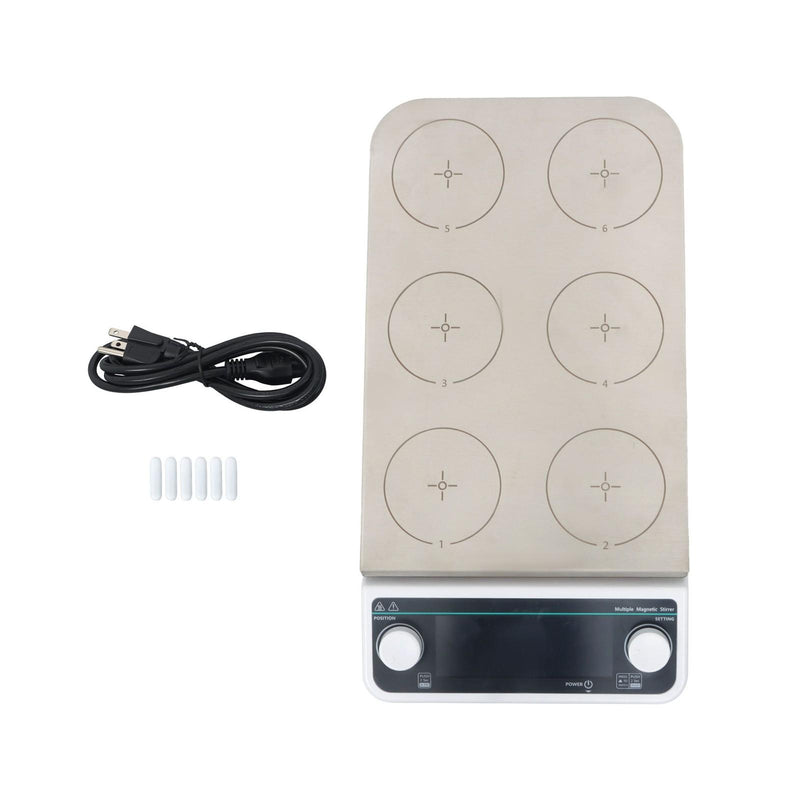 DURAFORCE 50 to 1200RPM 6 Position Magnetic Stirrer Multi-Position Magnetic Mixer Stirrer