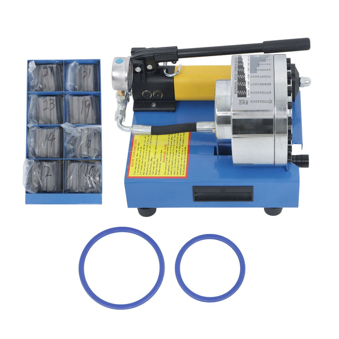 DURAFORCE Portable Hydraulic Hose Pipe Crimping Machine High Pressure Crimper W/ 8 Dies