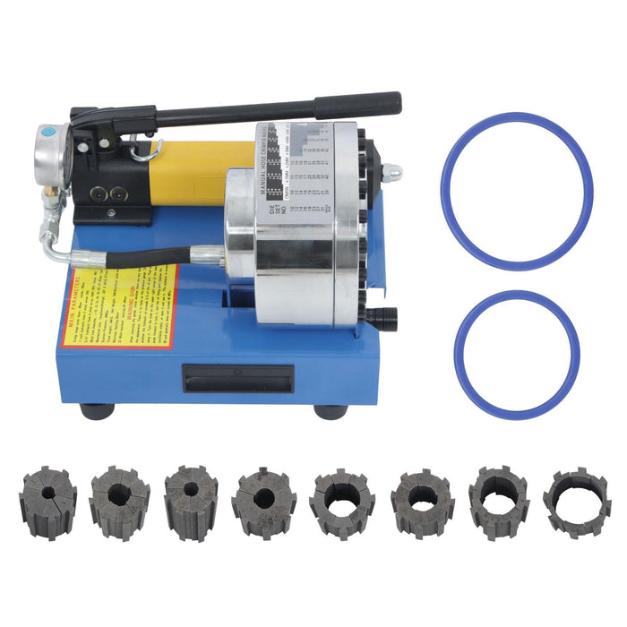 DURAFORCE Portable Hydraulic Hose Pipe Crimping Machine High Pressure Crimper W/ 8 Dies