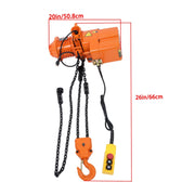 DURAFORCE 750W G80 Chain 1T/2200lbs 1.5m/5ft Wired Remote Control Electric Chain Hoist