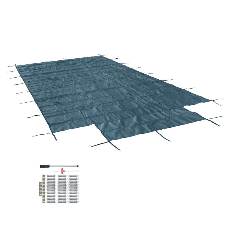 DURAFORCE Rectangle Swimming Pool Safety Cover W/ Center Step & Anchors For 20x40FT