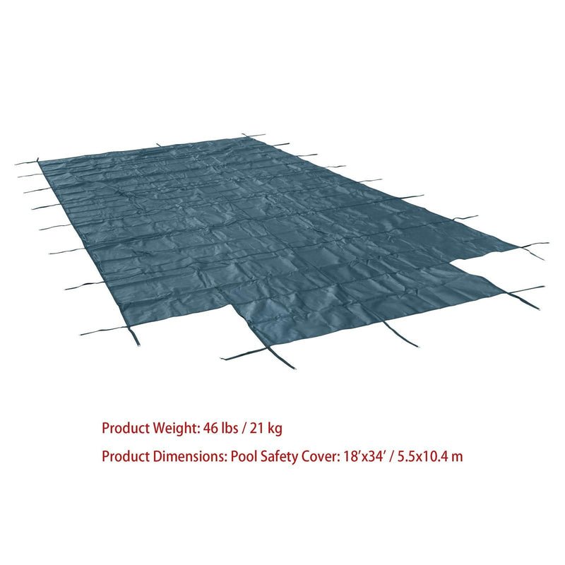 DURAFORCE Rectangle Swimming Pool Safety Cover W/ Center Step & Anchors For 20x40FT