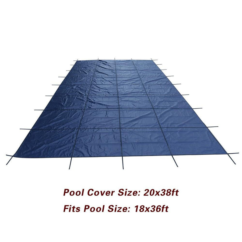 DURAFORCE 20' x 38' Inground Pool Safety Cover For 18 x 36 ft Winter Pool Cover Blue Mesh