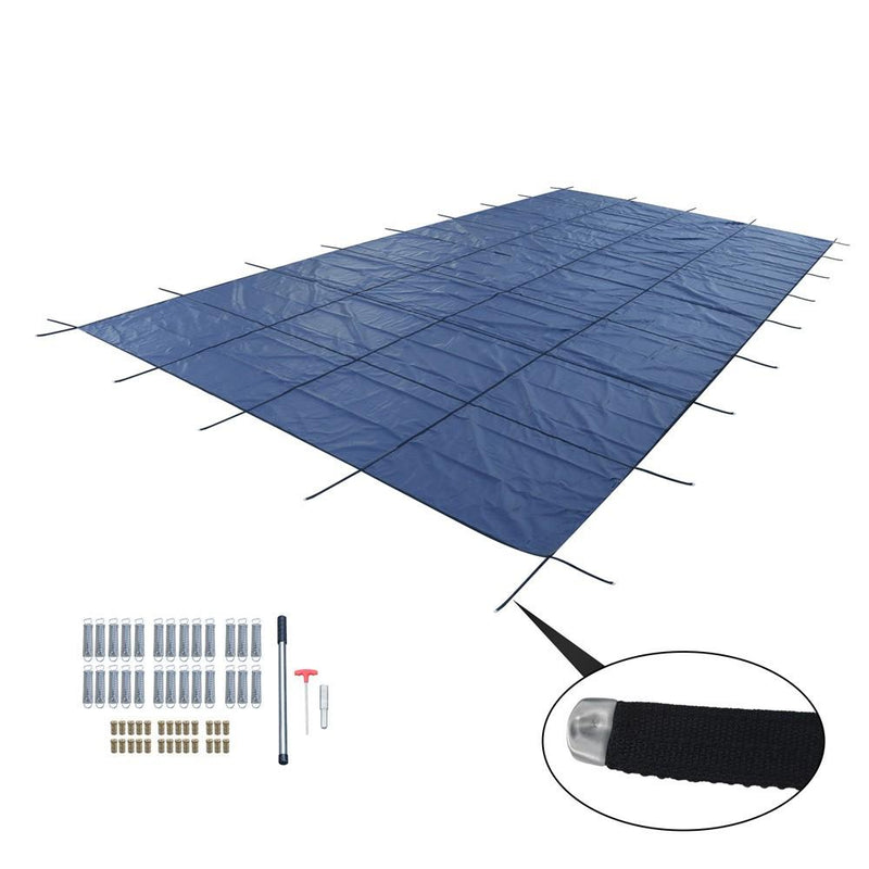 DURAFORCE 20' x 38' Inground Pool Safety Cover For 18 x 36 ft Winter Pool Cover Blue Mesh