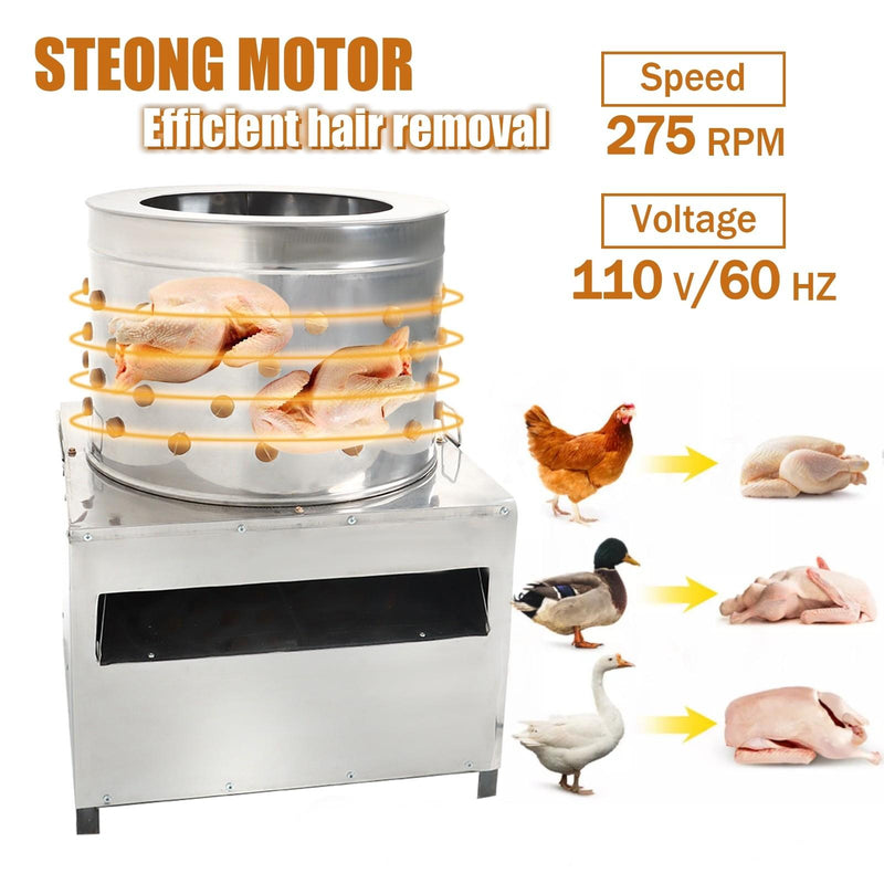DURAFORCE 1500w Power 110V Feather Plucker Stainless Steel Drum Chicken Plucker Machine