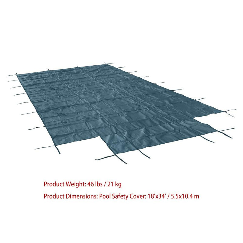 DURAFORCE Green Mesh Pool Safety Cover For 16x32 ft Rectangle with 4x8ft Center End Step