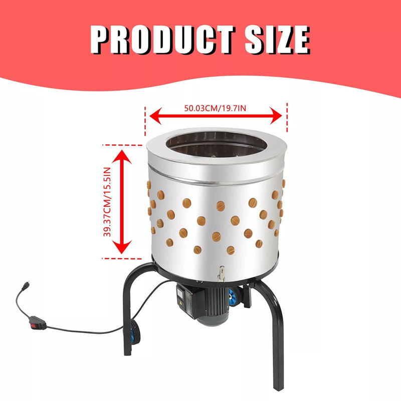 DURAFORCE 280RPM 120V Chicken Plucker Machine Feather Plucker Stainless Steel Drum Motor