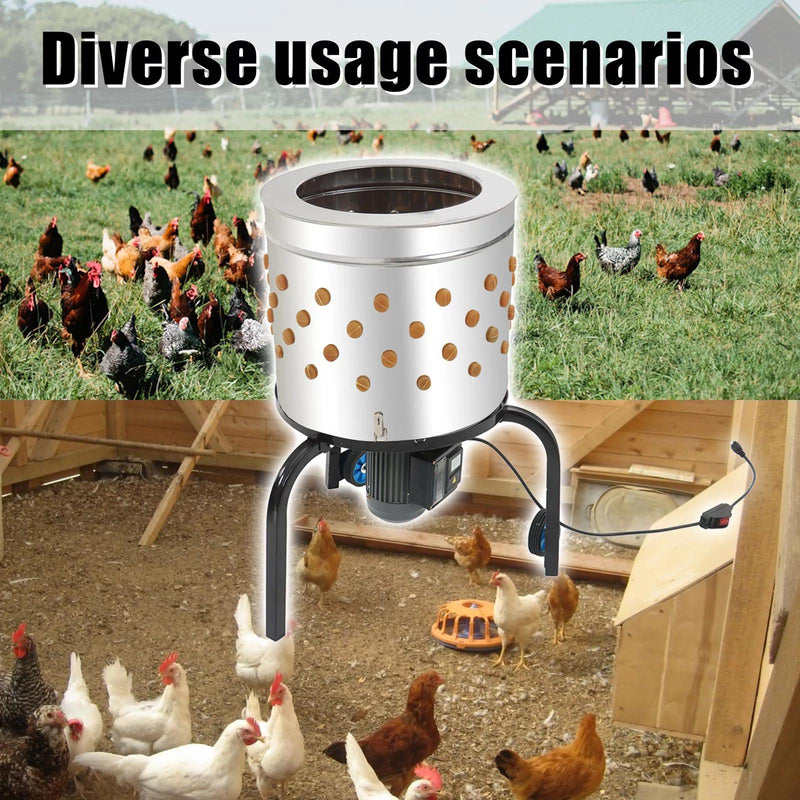 DURAFORCE Chicken Plucker Machine Feather Plucker Stainless Steel Drum 280RPM 120V 60Hz