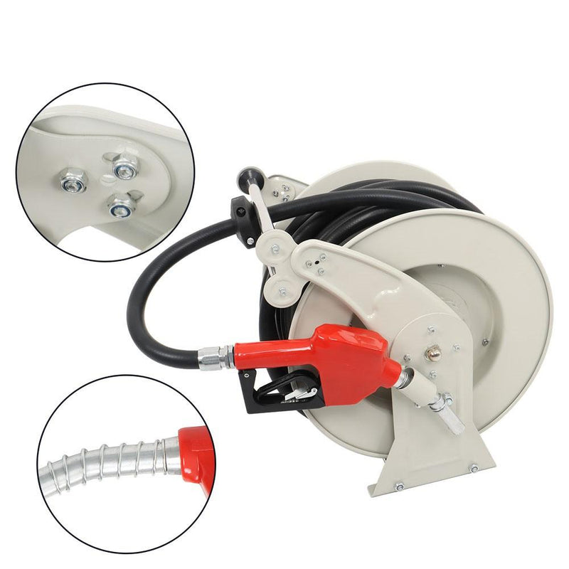DURAFORCE 3/4" × 66' Fuel Hose Reel Retractable Diesel Hose Reel Auto Refueling Gun New