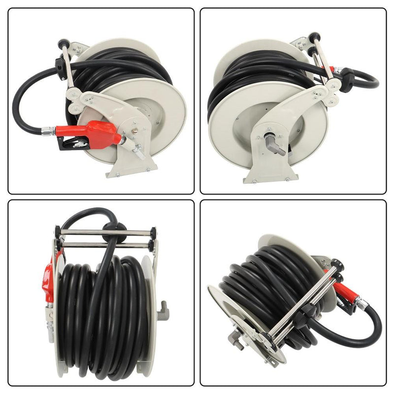 DURAFORCE 3/4" × 66' Fuel Hose Reel Retractable Diesel Hose Reel Auto Refueling Gun New