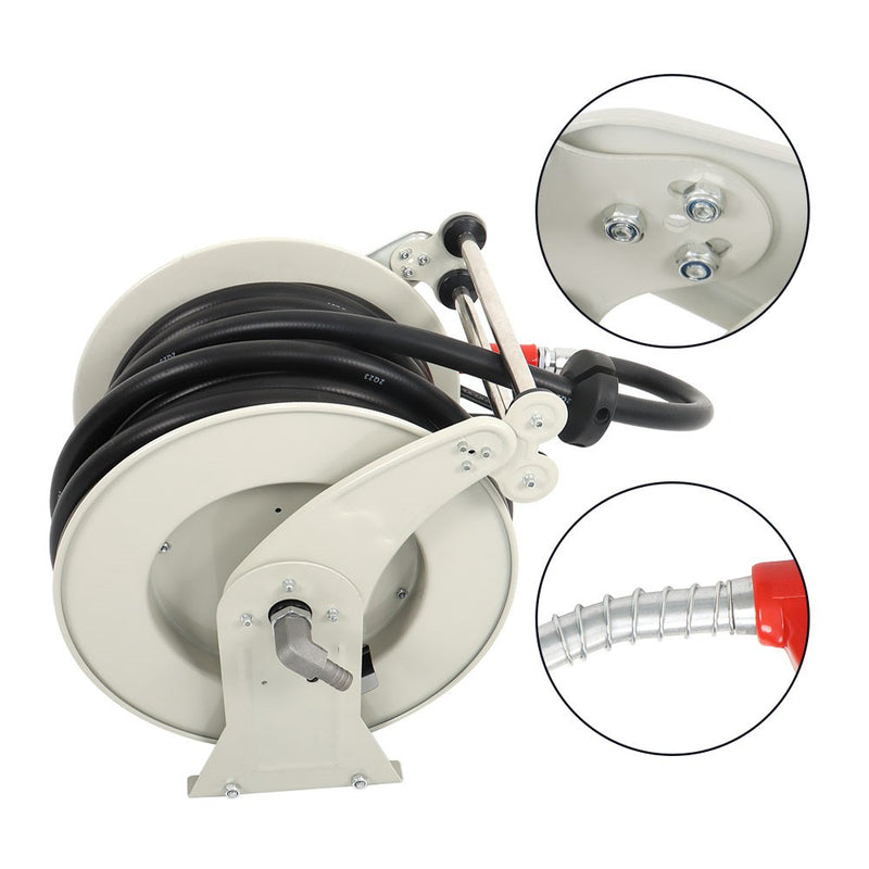 DURAFORCE Diesel Hose Reel Auto Refueling Gun Fuel Hose Reel Retractable 3/4" × 66'
