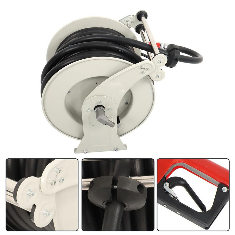 DURAFORCE Diesel Hose Reel Auto Refueling Gun Fuel Hose Reel Retractable 3/4" × 66'
