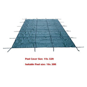 DURAFORCE Inground Pool Safety Cover For 16' × 30' Rectangle Safety Pool Covers Green Mesh