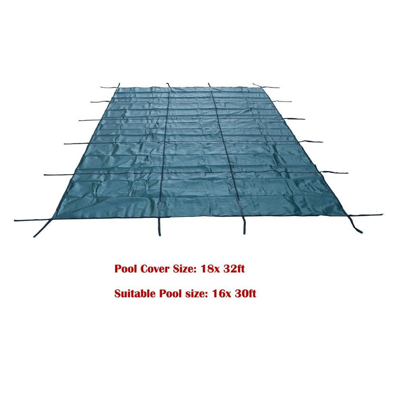 DURAFORCE Inground Pool Safety Cover For 16' × 30' Rectangle Safety Pool Covers Green Mesh