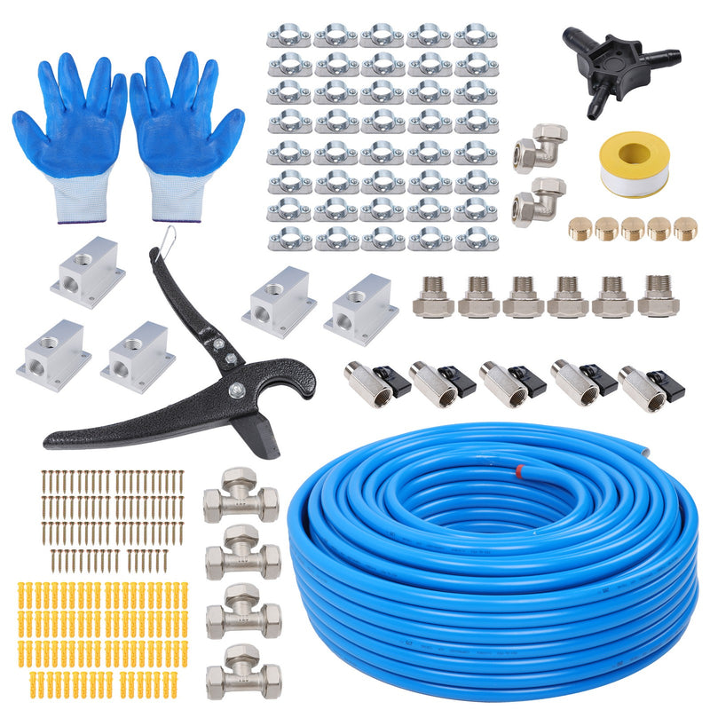 DURAFORCE 3/4" Shop Air Line Kit 300ft - Aluminum, Easy Install & Leak Resistant