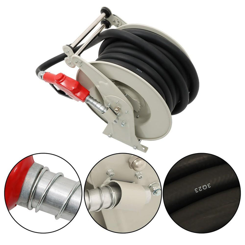 DURAFORCE 300PSI 1" × 50FT Diesel Hose Reel Fuel Hose Reel with Fueling Nozzle Retractable