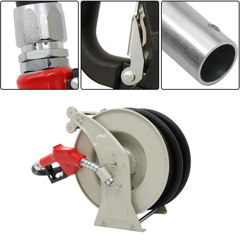 DURAFORCE 300PSI 1" × 50FT Diesel Hose Reel Fuel Hose Reel with Fueling Nozzle Retractable