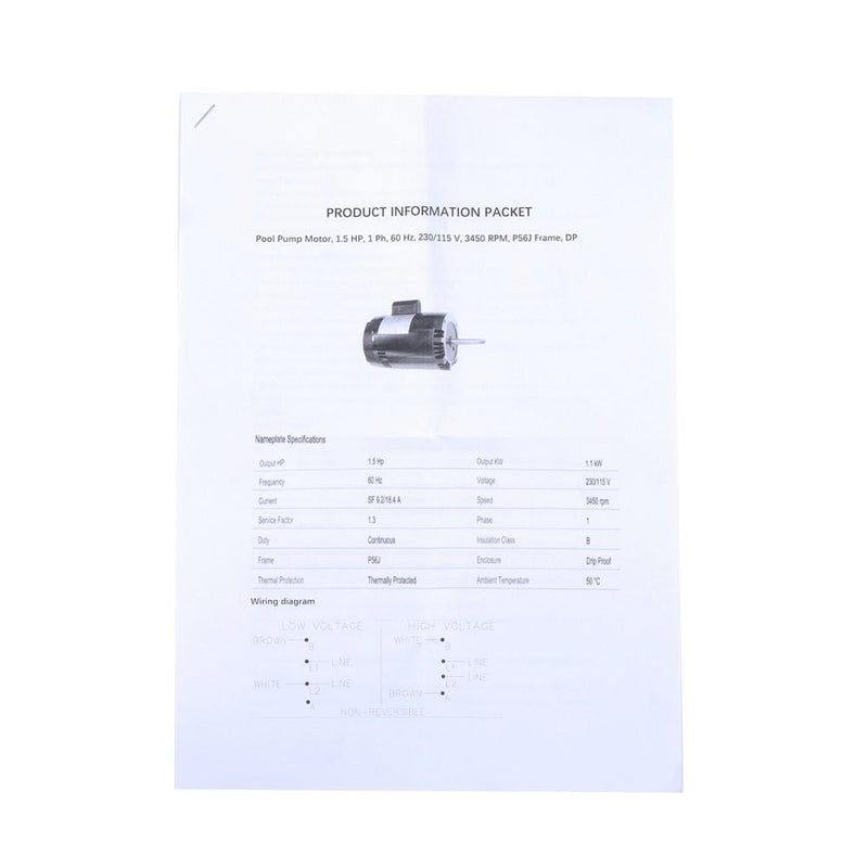 DURAFORCE Swimming Pool Cleaner Motor Water Pump 1.5 HP Replaces B129 Single Speed Pump
