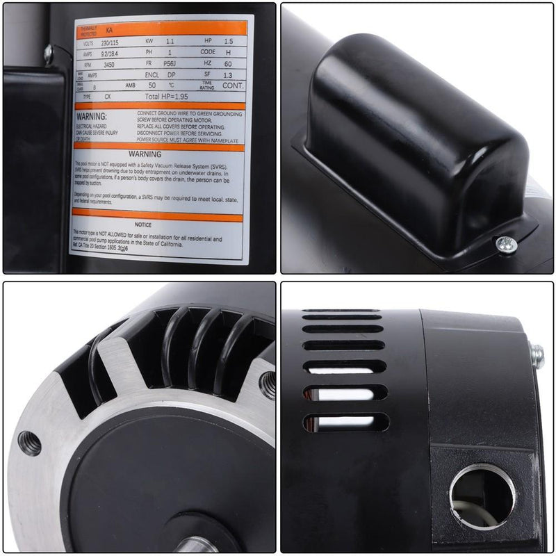 DURAFORCE B129 1.5 HP Swimming Pool Pump Motor – 230/115V, 56J Frame, Stainless Steel