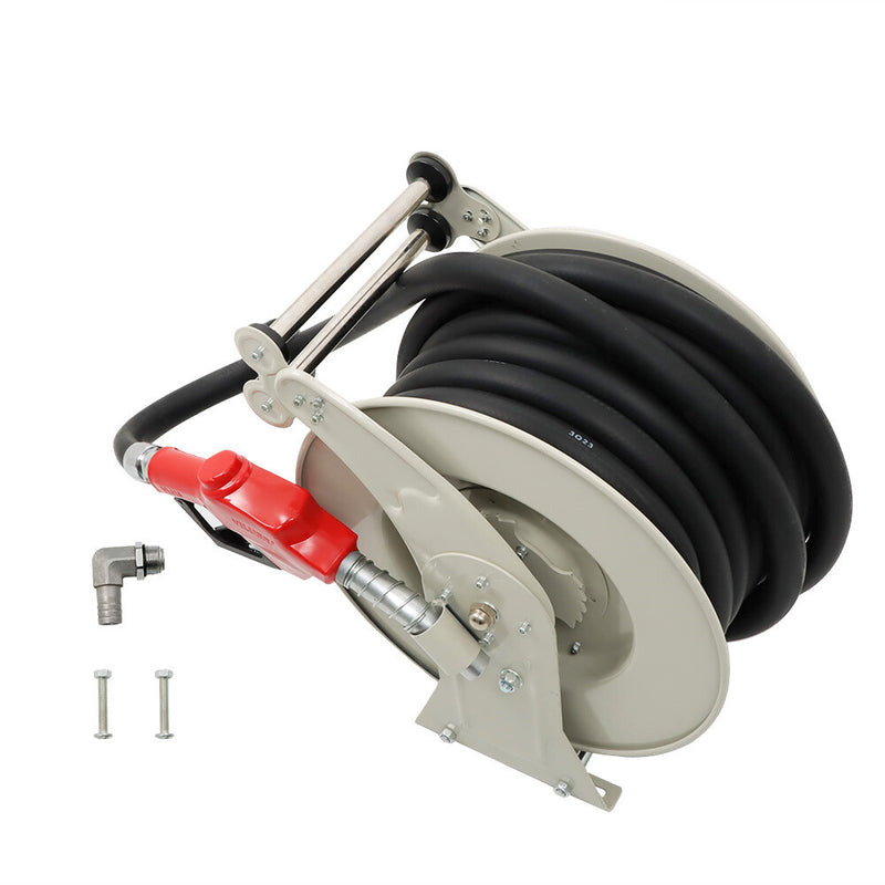 DURAFORCE 1" × 50FT Diesel Hose Reel Fuel Hose Reel with Fueling Nozzle Retractable Hose