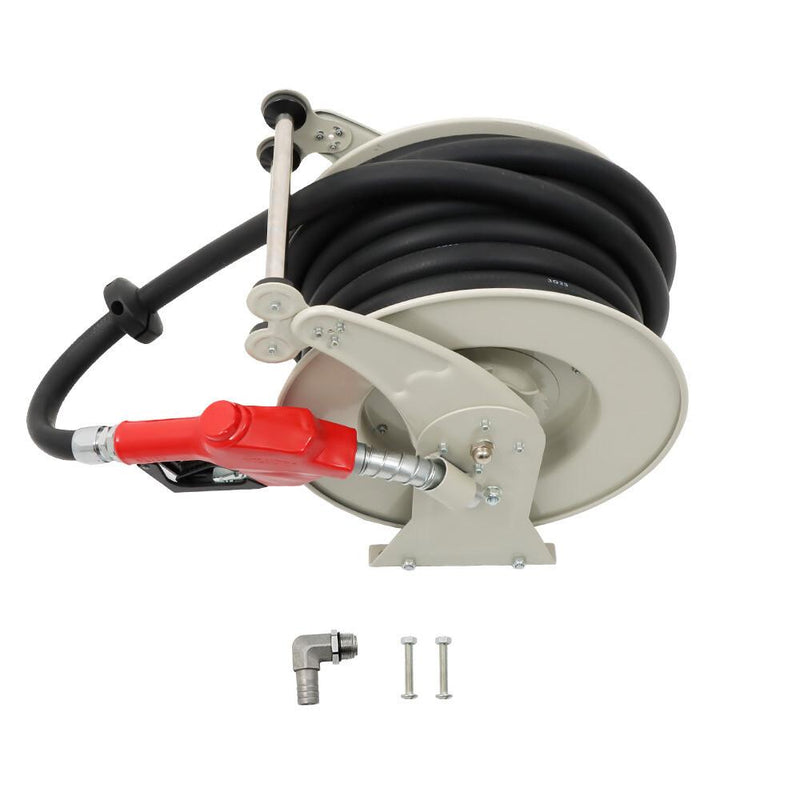DURAFORCE 1" × 50FT Diesel Hose Reel Fuel Hose Reel with Fueling Nozzle Retractable Hose