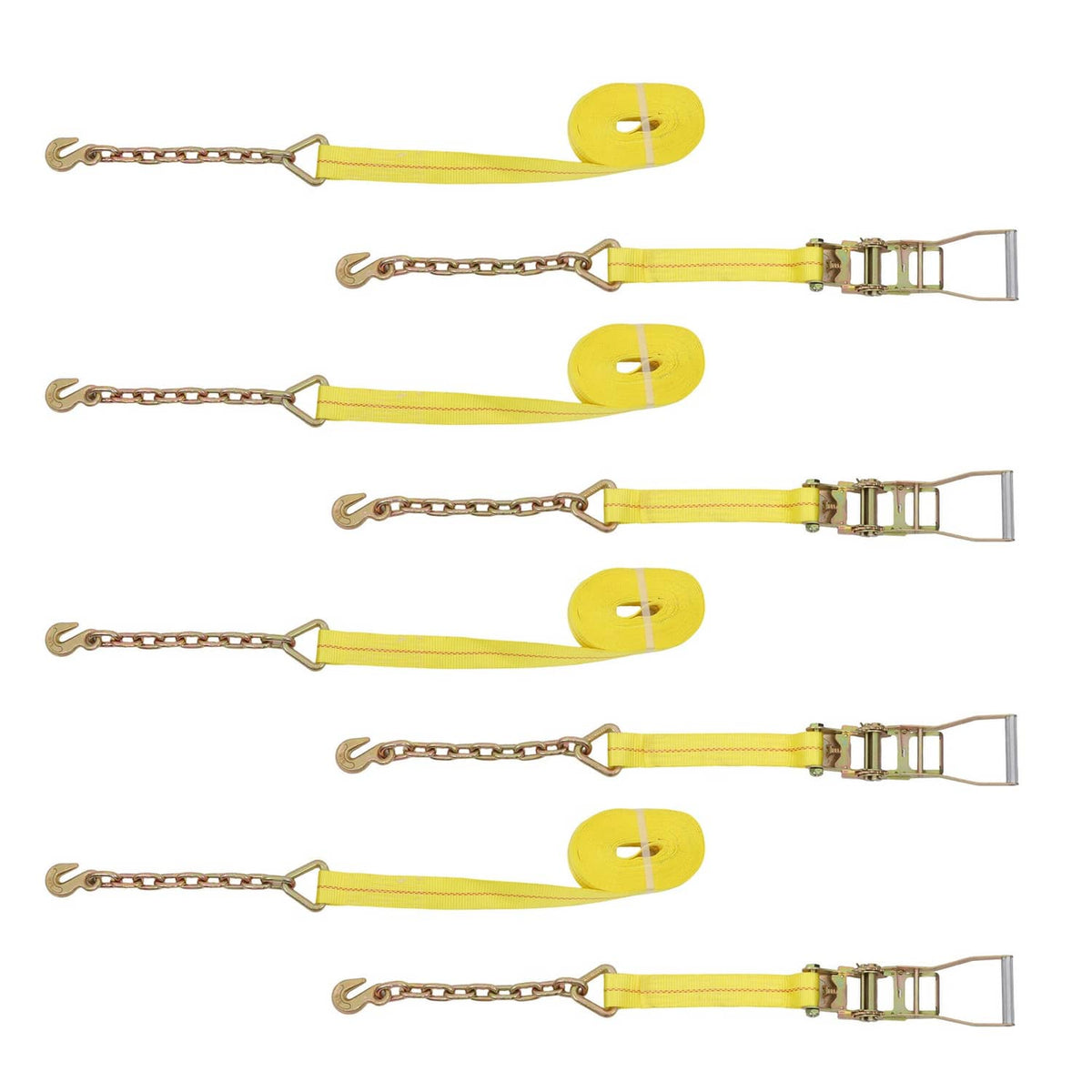 Chains Lab Strpas 4-Pack 2 Inch x 30 Ft Chain Ratchet Straps 10000lbs with Chains & Grab ...