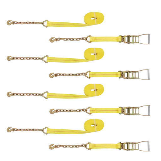 DURAFORCE 4-Pack 2 Inch x 30 Ft Chain Ratchet Straps 10000lbs with Chains & Grab Hooks