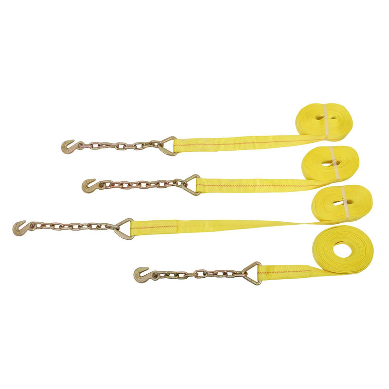 DURAFORCE 4-Pack 2 Inch x 30 Ft Chain Ratchet Straps 10000lbs with Chains & Grab Hooks