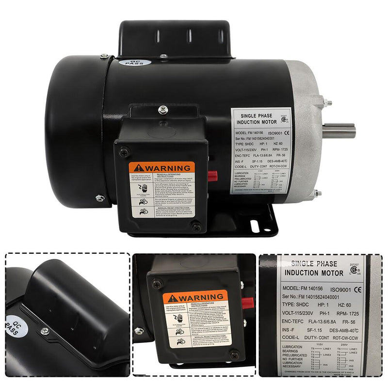 DURAFORCE 1HP Single Phase 230/115 Volt 1800 RPM General Purpose Electric Motor