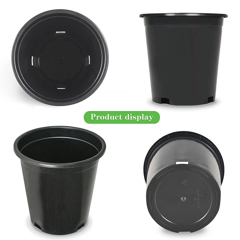 DURAFORCE 10 Pack 25 Gallon Large Premium Nursery Pot Root Garden Container Black Plastic