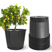 DURAFORCE 10 Pack 25 Gallon Large Premium Nursery Pot Root Garden Container Black Plastic