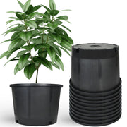 DURAFORCE 10 Pack 25 Gallon Large Premium Nursery Pot Root Garden Container Black Plastic