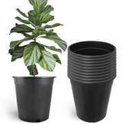 DURAFORCE 10 Pack 25 Gallon Large Premium Nursery Pot Root Garden Container Black Plastic