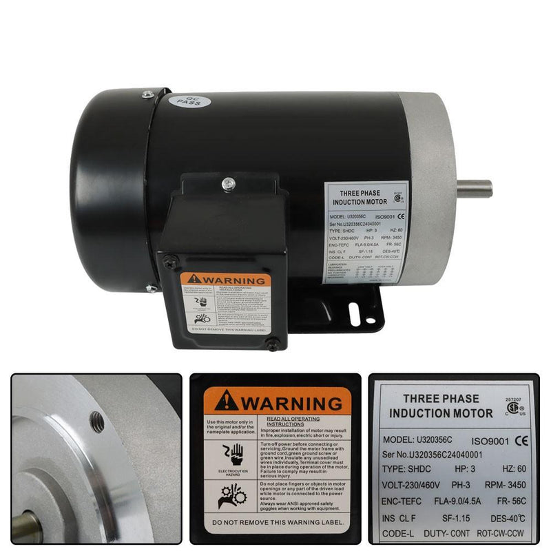 DURAFORCE 3 HP 3 Phase 230/460 Volt 56C Frame 3450 RPM General Purpose Electric Motor New