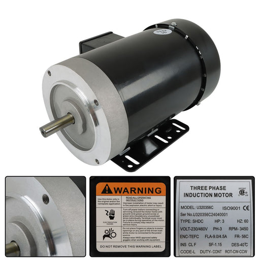 DURAFORCE 3 HP 3 Phase 230/460 Volt 56C Frame 3450 RPM General Purpose Electric Motor