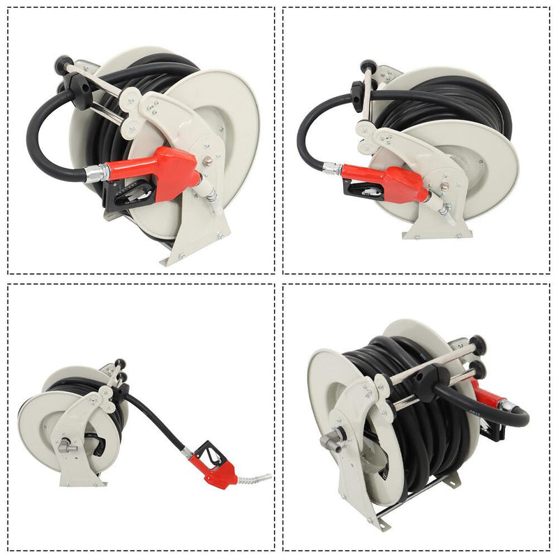 DURAFORCE 3/4" × 50' Diesel Hose Reel Retractable Fuel Hose Reel Auto Refueling Nozzle Gun