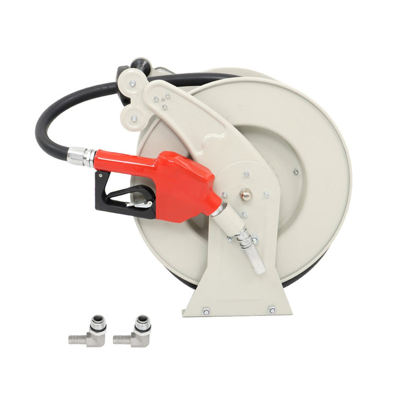 DURAFORCE Fuel Hose Reel Retractable Diesel Hose Reel 3/4" x 50' Auto Fueling Nozzle